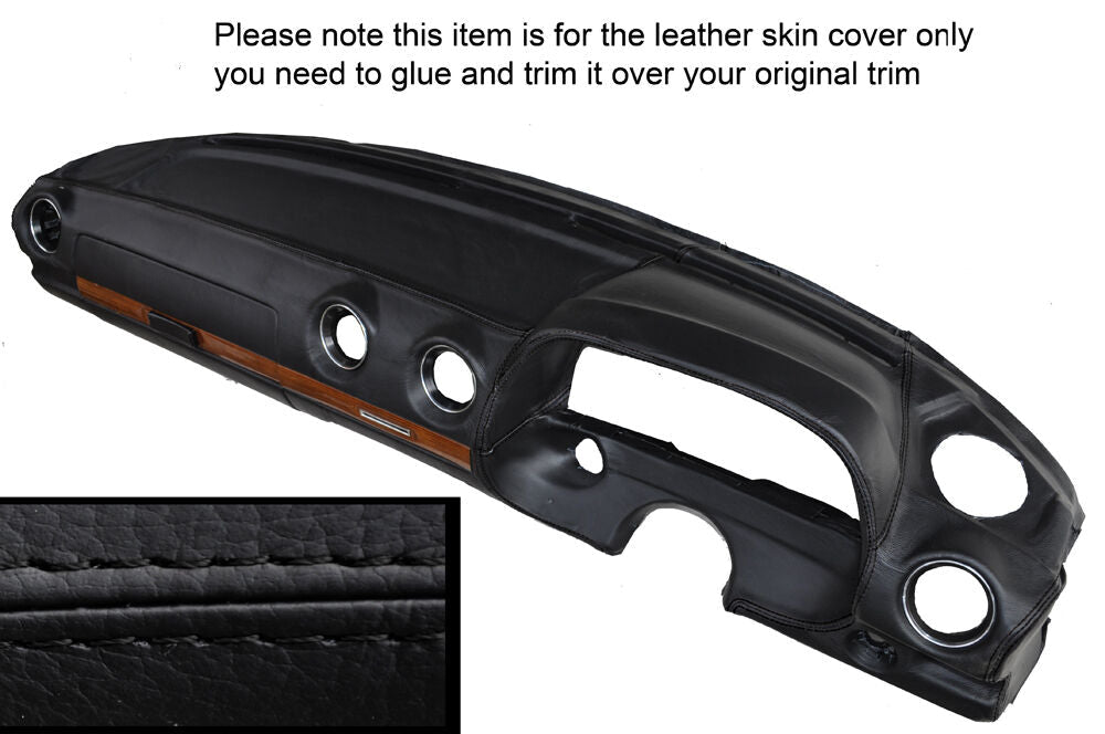 BLACK STITCH DASH DASHBOARD LEATHER SKIN COVER FITS MERCEDES W123 1978-1985