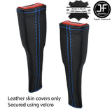BLUE STITCH 2X SEAT BELT LONG LEATHER COVERS FOR BMW 4 F32 F33 F82 F83