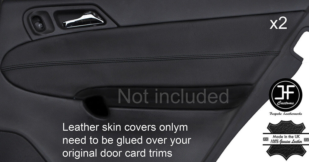 BLACK STITCH 2X REAR DOOR CARD LEATHER COVERS FITS MERCEDES C CLASS W203 01-07