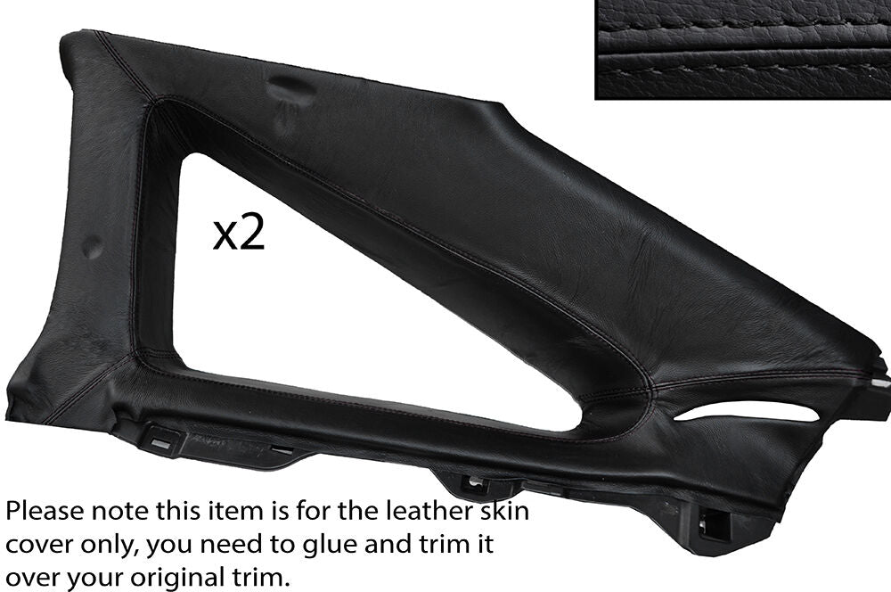 BLACK STITCH 2X REAR WINDOW PANEL TRIM SKIN COVERS FITS TOYOTA CELICA MK7 99-06