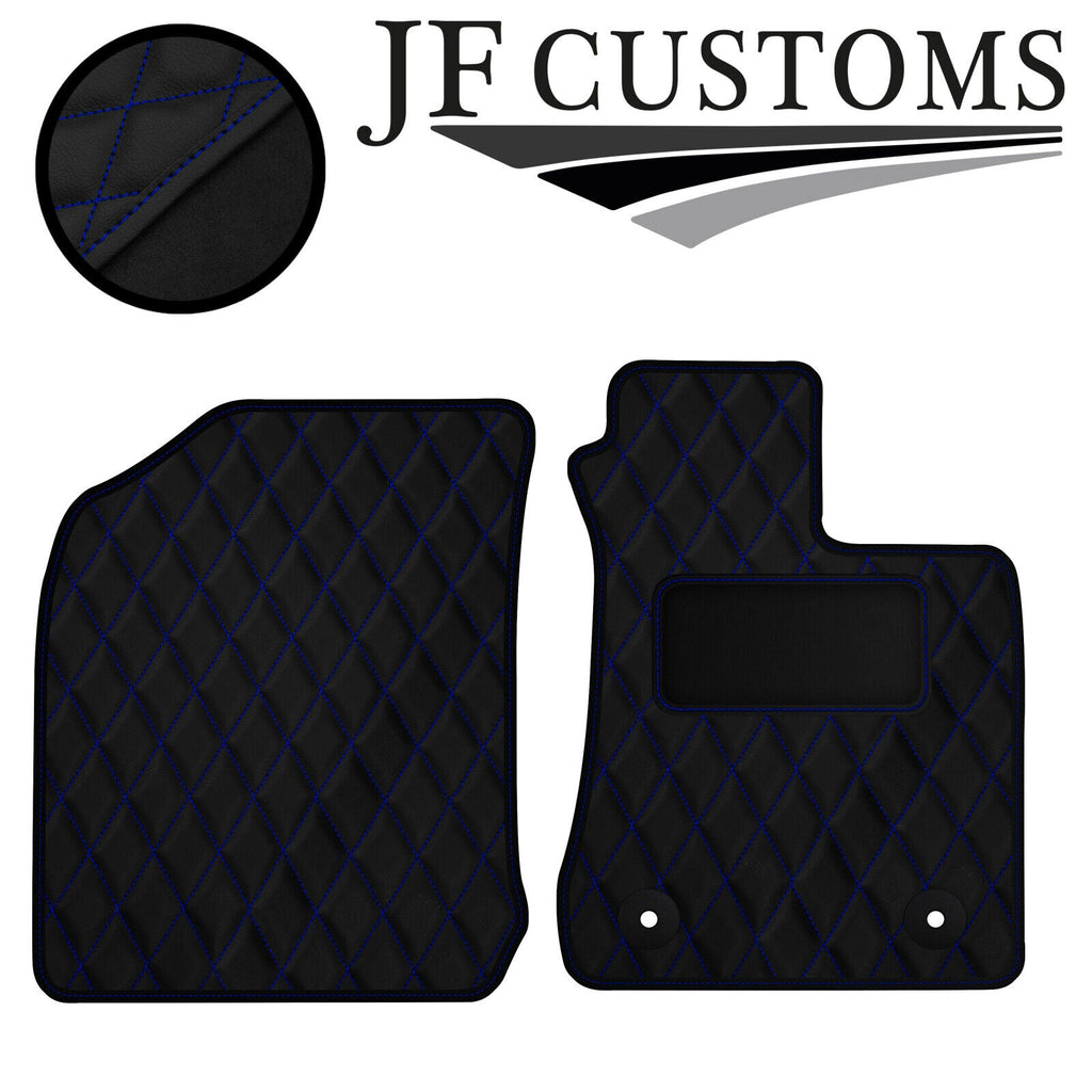 BLUE DIAMOND STITCH VINYL 2X TAILORED FLOOR CARPET FOR TOYOTA HILUX 11-17 JF1