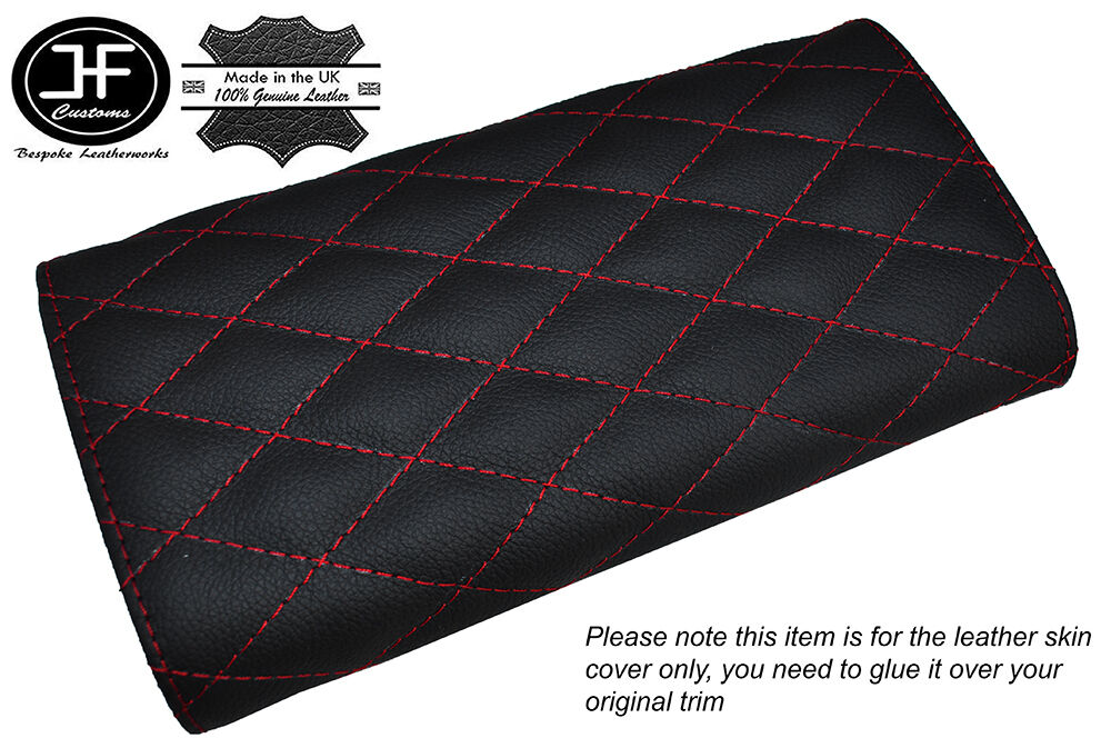 RED DIAMOND STITCH ARMREST LID LEATHER COVER FITS MAZDA MX5 MK1 MIATA 89-97