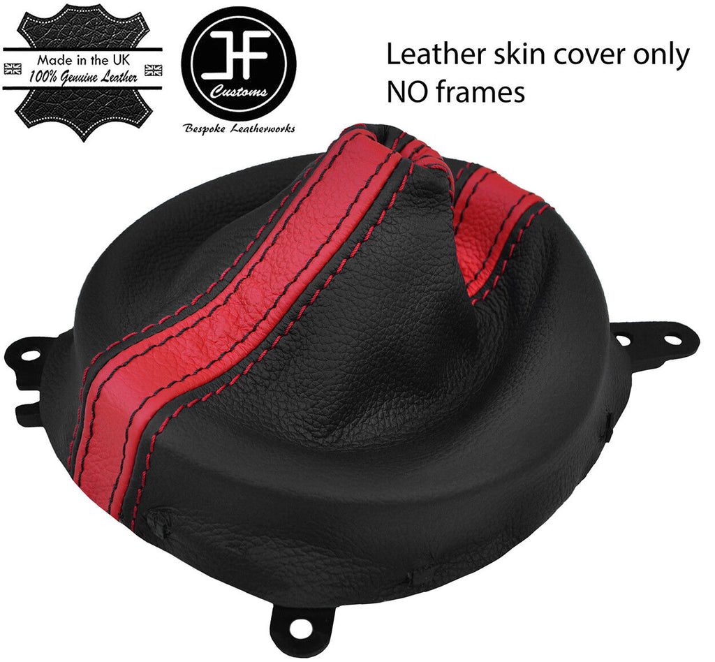 BLACK& RED STRIPE REAL LEATHER MANUAL GEAR GAITER FITS MAZDA MX5 MK3 05-15