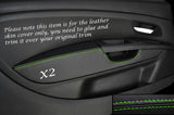 GREEN STITCH 2X FRONT DOOR CARD TRIM ARMREST COVER FITS FIAT GRANDE PUNTO 05-11