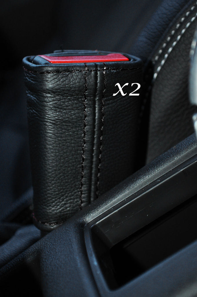 BLACK STITCH 2X FRONT SEAT BELT SKIN COVERS FITS VAUXHALL OPEL ADAM 2012-2015