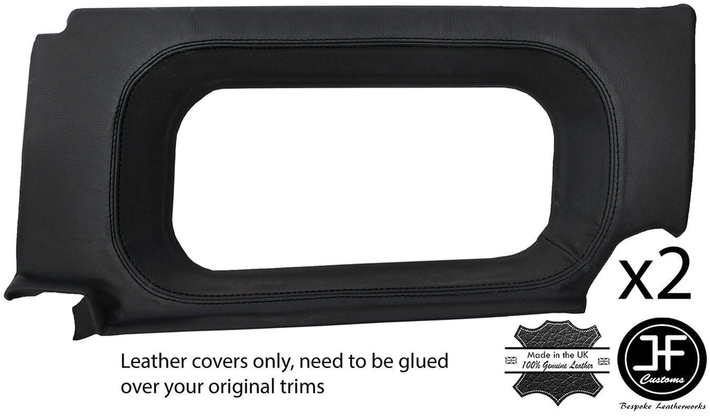 BLACK STITCH 2X REAR WINDOW SIDE TRIM COVERS FITS DEFENDER 90 110 STATION WAGON