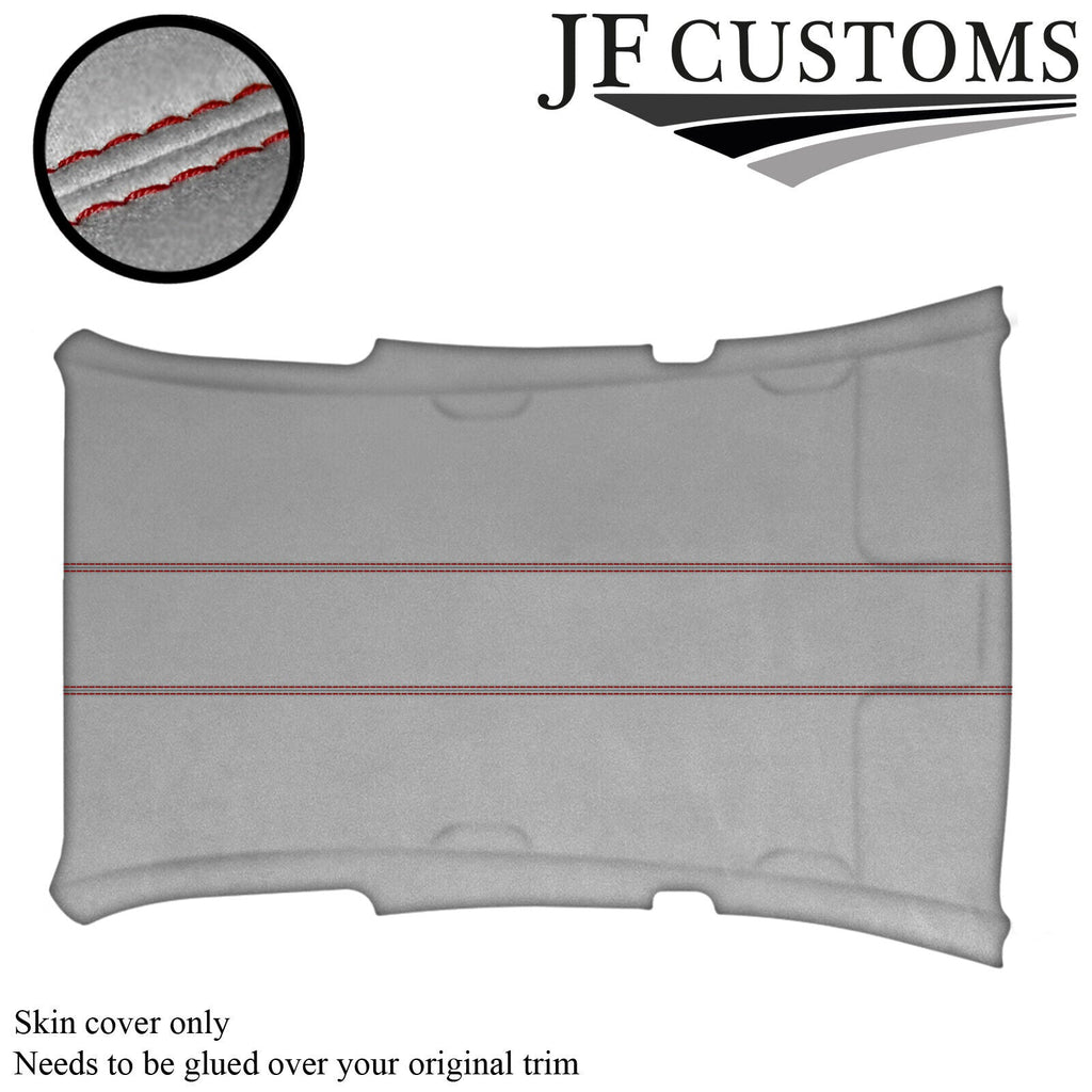 D RED STITCH L GREY SUEDE HEADLINER COVER FOR SUBARU IMPREZA MK3 07-11 5 DOOR