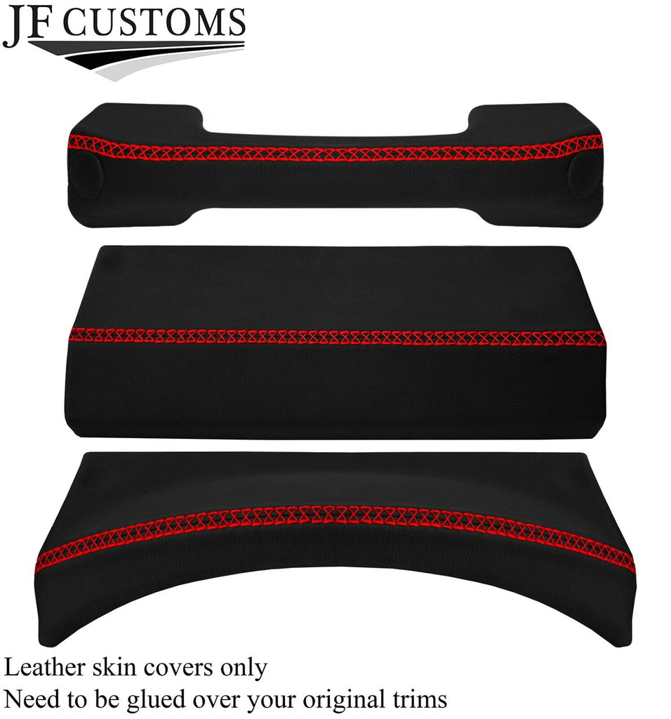 RED LUX-STITCH LEATHER 3X DASH TRIM COVERS FOR LAND ROVER DEFENDER 07-16