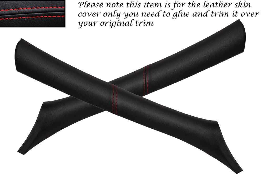 RED STITCH 2X WINDSCREEN A PILLAR LEATHER COVERS FITS SEAT LEON TOLEDO 99-05