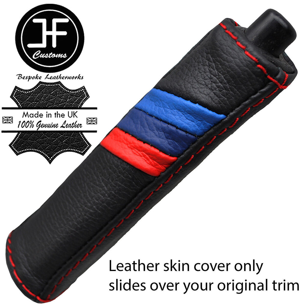 RED STITCH TRI STRIPE HANDBRAKE HANDLE LEATHER COVER FOR BMW 3 SERIES E30 81-92