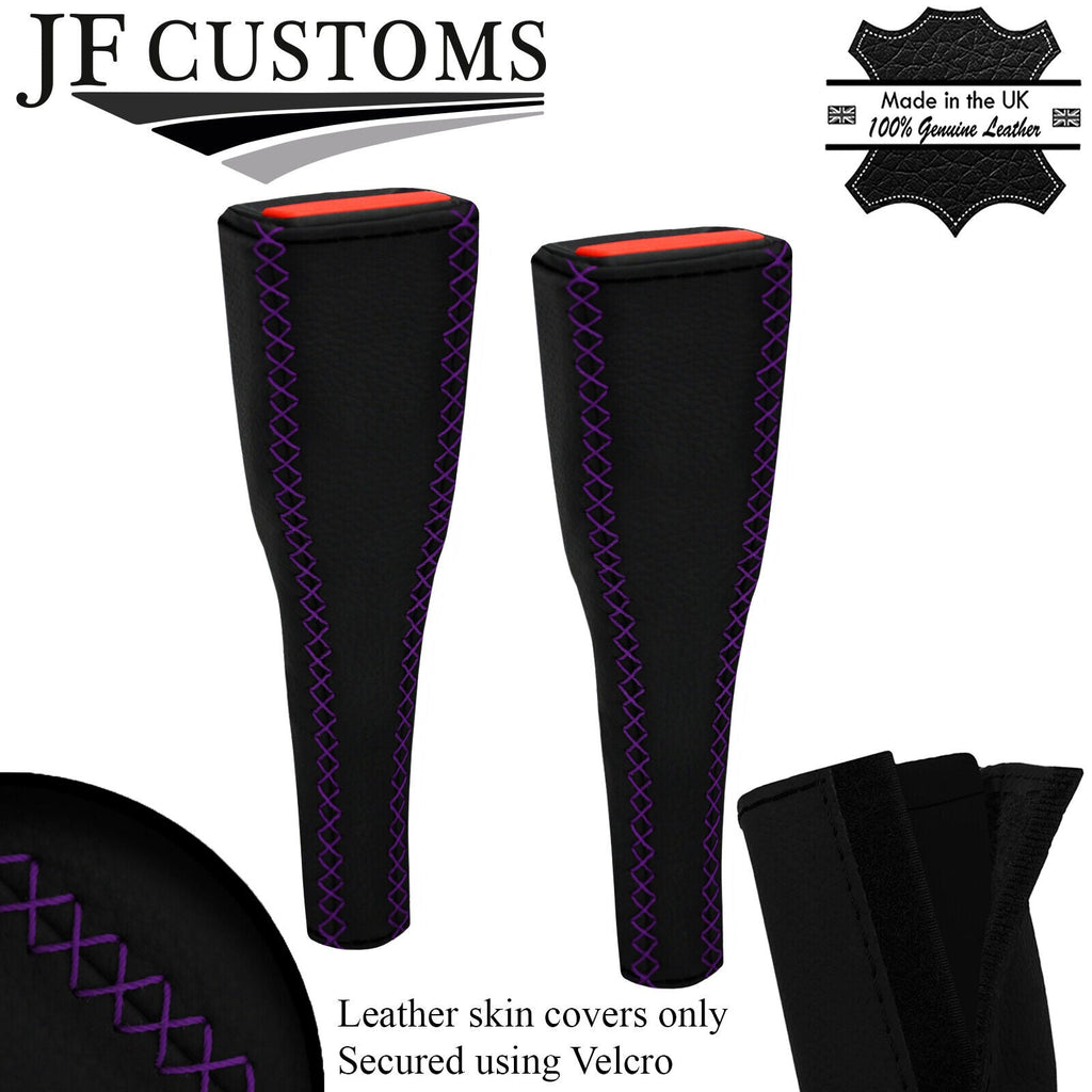 PURPLE LUX-STITCH LEATHER 2X LONG SEAT BELT COVER FITS AUDI Q3 2012-2018