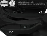 BLACK STITCH 4X DOOR HANDLE ARMREST KIT LTHR COVERS FOR AUDI A3 13-20 5 DR JF1