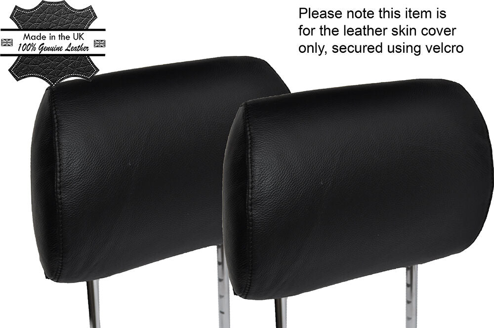 BLACK STITCHING 2X FRONT HEADREST SKIN COVER FITS MERCEDES ML W163 98-05