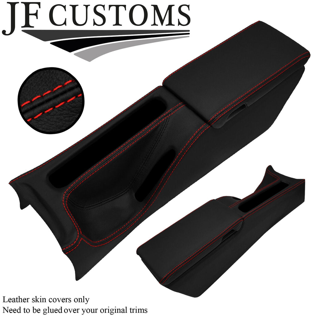 RED STITCH LEATHER CENTRE CONSOLE + ARMREST COVERS FITS MERCEDES SLK R170 96-04