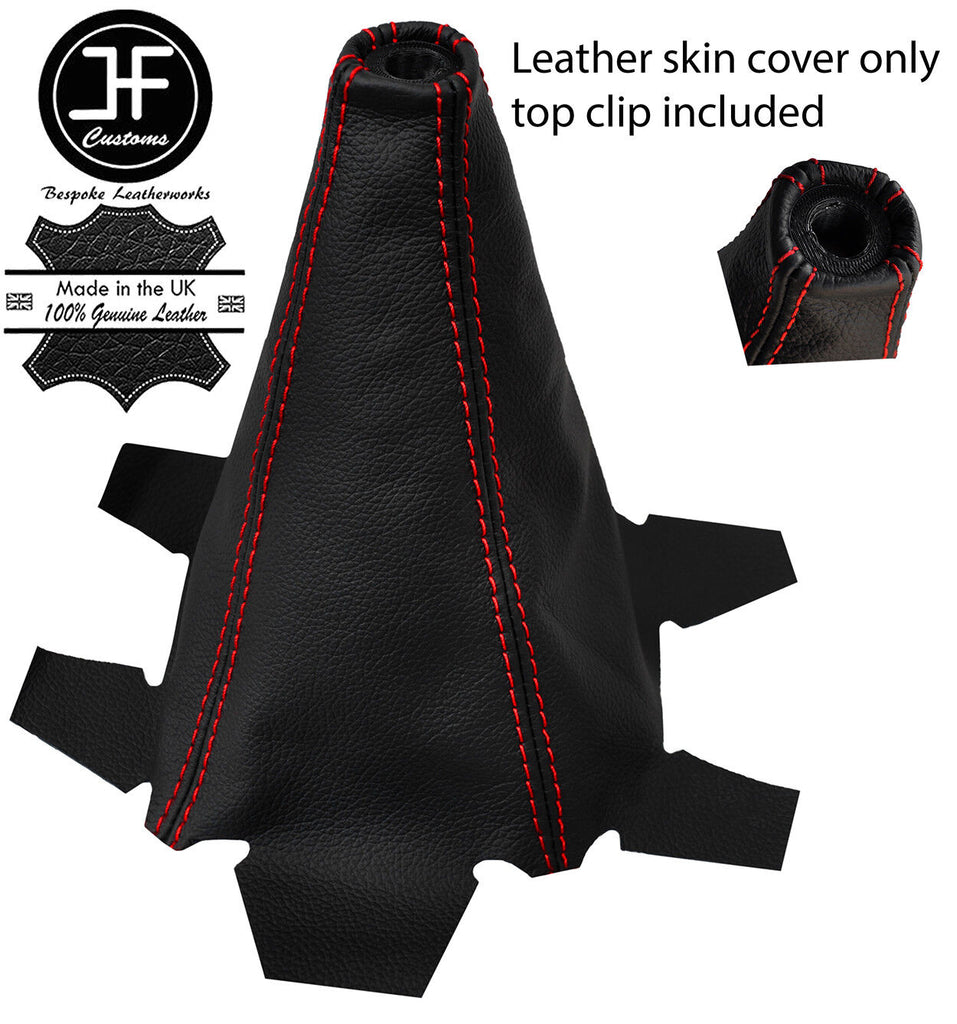 RED STITCH LEATHER GEAR GAITER+TOP RING TRIM FITS HONDA INTEGRA DC5 02-06