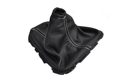 FITS TOYOTA AURIS 07-11 BLACK LEATHER MANUAL GEAR GAITER white stitching