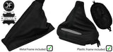 BLACK STITCH LEATHER AUTO GAITER SET + PLASTIC FRAME FOR CORVETTE C5 1997-2004