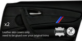 BLACK STICH TRI STRIPE 2X FRONT DOOR CARD TRIM LEATHER COVERS FOR BMW E87 04-12