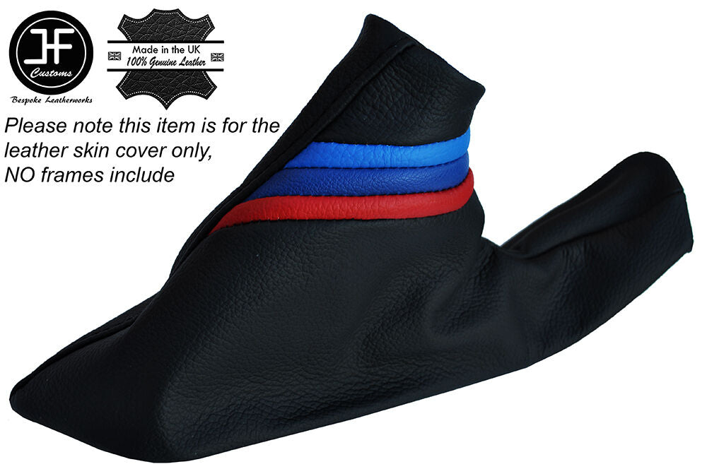 TRI STRIPES LEATHER SKIN HANDBRAKE GAITER FITS BMW X1 E84 2009-2015 CUSTOM NEW