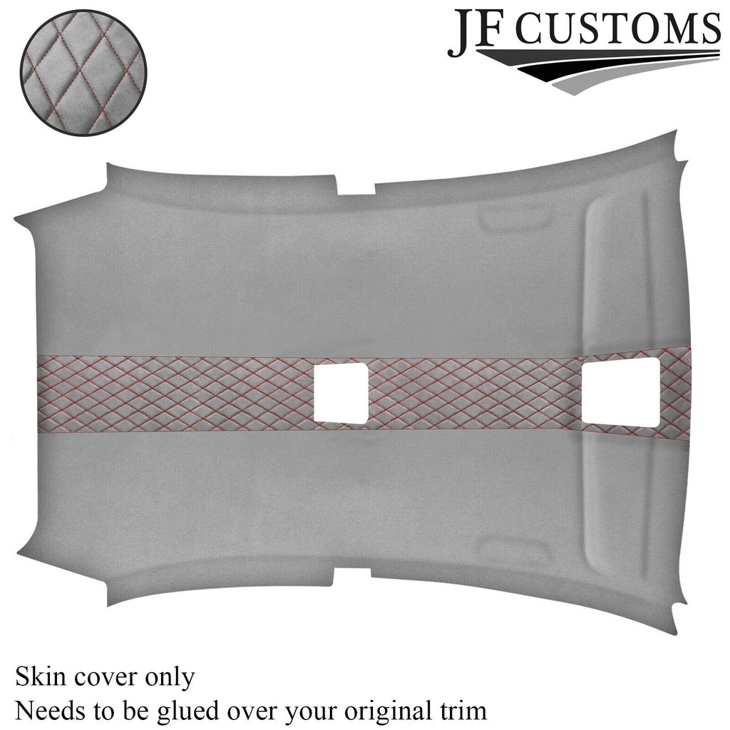 DSG2 D RED STITCH L GREY SUEDE HEADLINER COVER FOR BMW E81 04-13 HATCHBACK 3DR