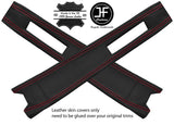 RED STITCH 2X UPPER B PILLAR REAL LEATHER COVERS FITS RANGE ROVER CLASSIC