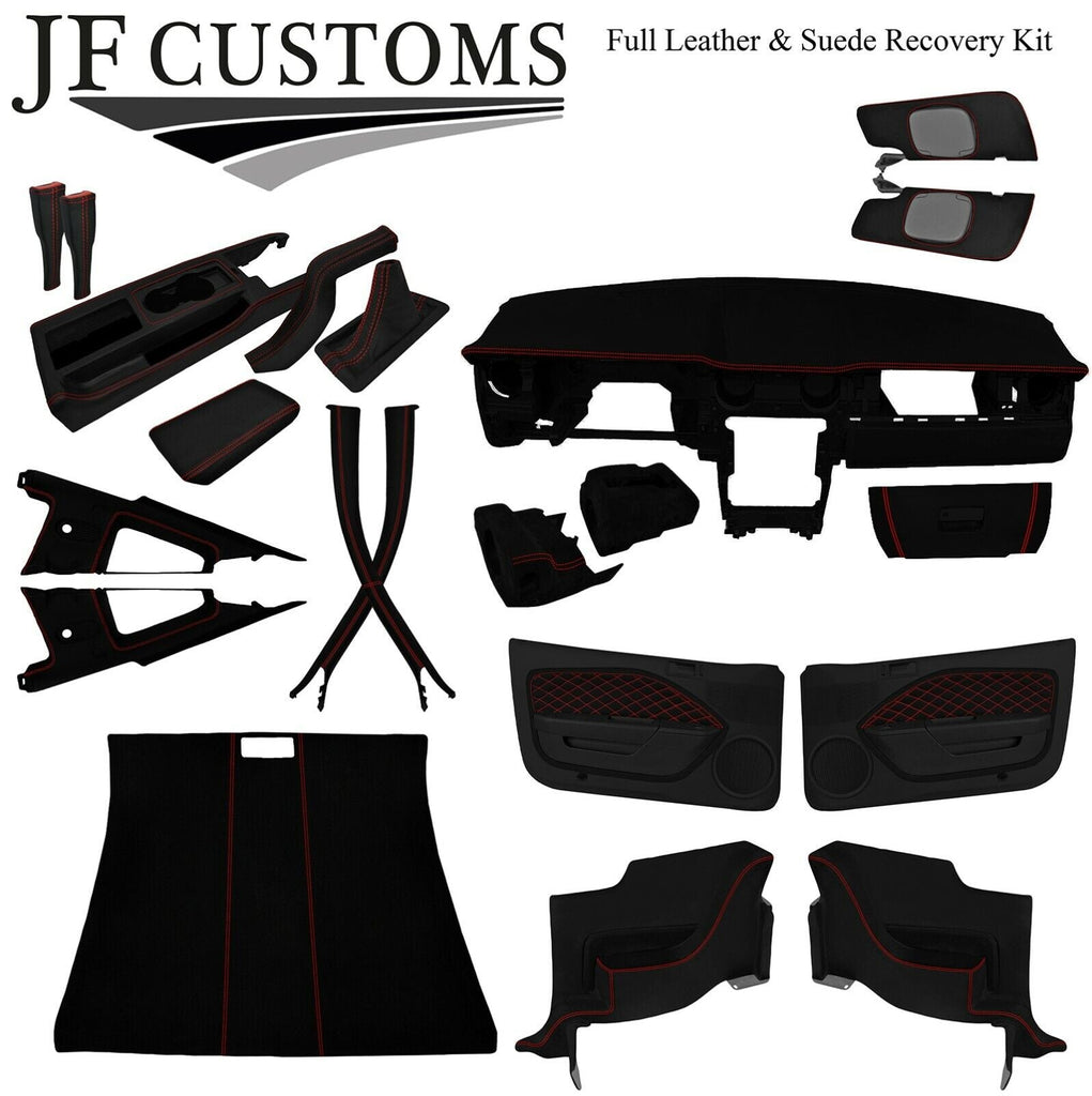 RED STITCH SUEDE+LEATHER COVERS FOR FORD MUSTANG 05-09 COUPE INTERIOR KIT