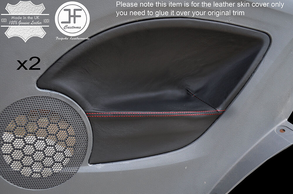 RED STICH 2X REAR DOOR CARD TRIM LEATHER COVER FITS SEAT IBIZA MK5 09-15 3DR