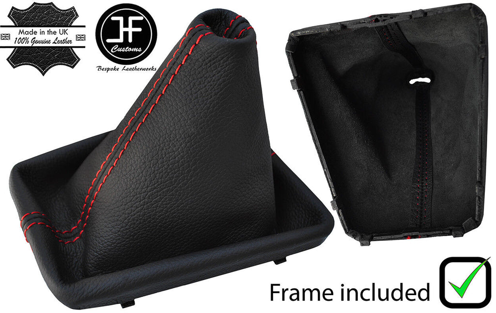 RED STITCH LEATHER MANUAL GEAR GAITER + PLASTIC FRAME FOR VW PASSAT B8 15-18