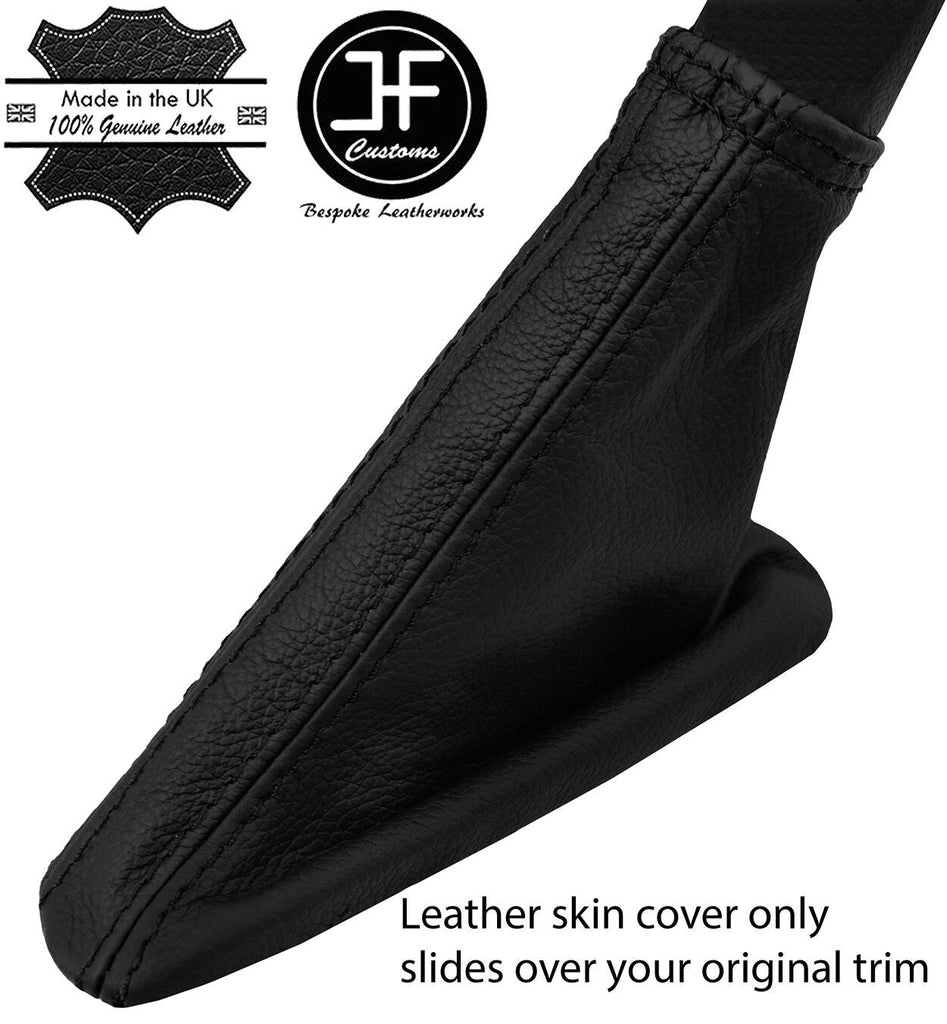 BLACK & BLACK STRIPE REAL LEATHER HANDBRAKE GAITER FITS VOLVO V40 2012-2018