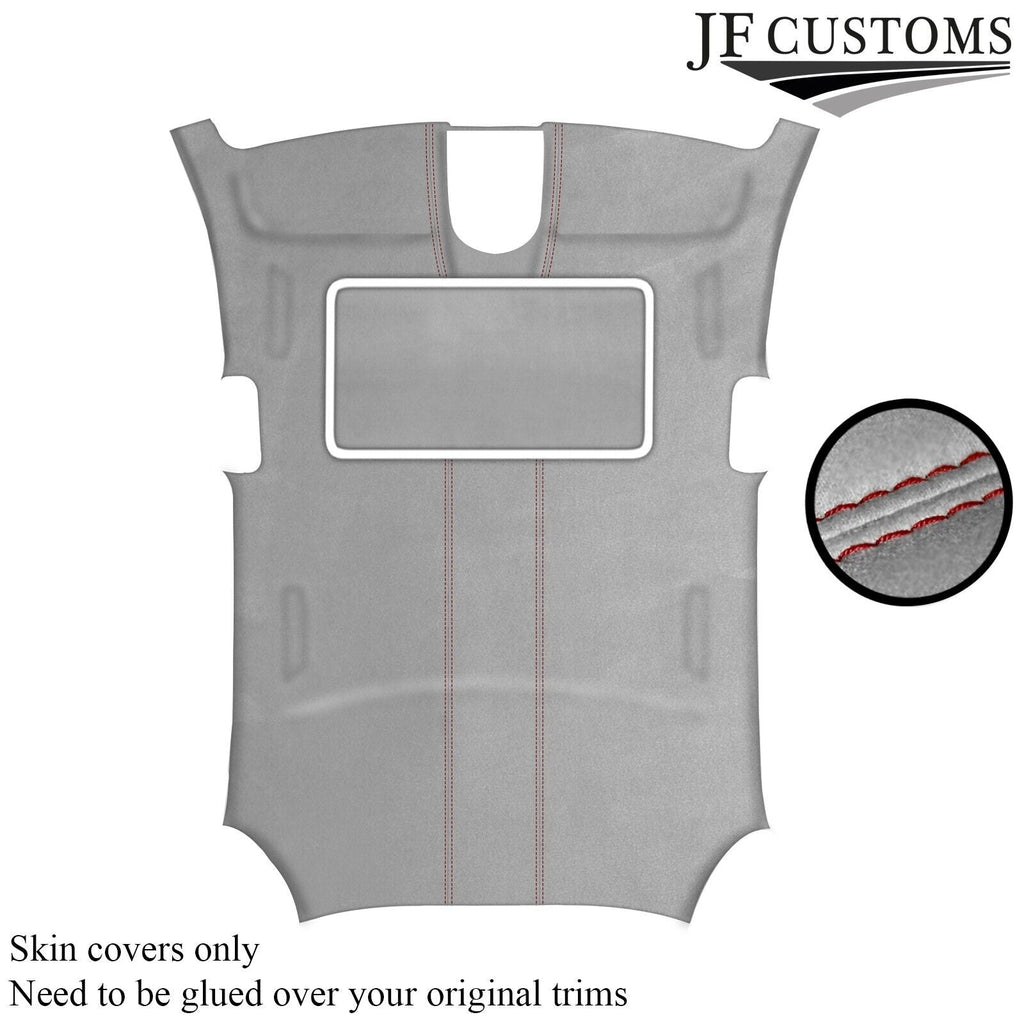 DARK RED STITCH L GREY LUXE-SUEDE SUNROOF HEADLINER FOR PORSCHE PANAMERA 11-16