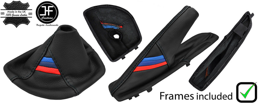 BLACK STITCH TRI STRIPE AUTOMATIC GAITERS+PLASTIC FRAME FOR BMW E81 E82 E87 E88