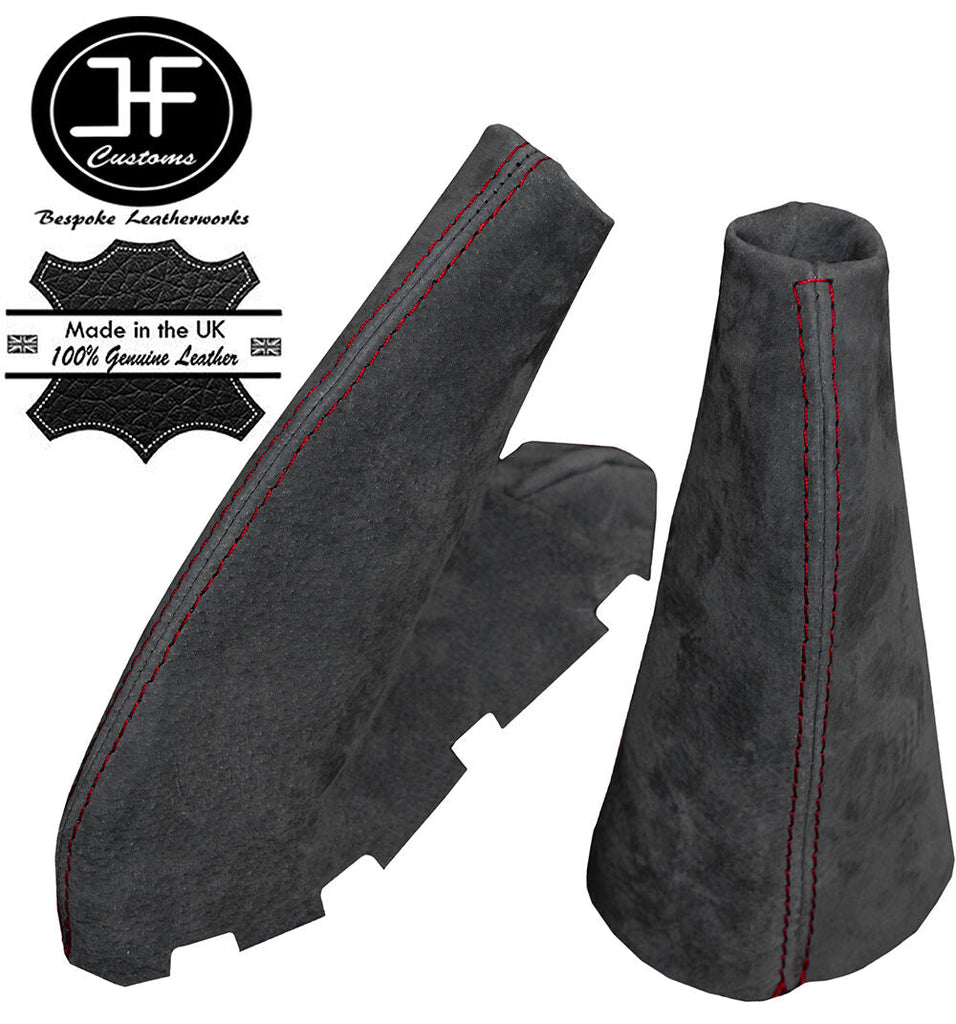 RED STITCH GRAPHITE SUEDE GEAR & HANDBRAKE FOR BMW MINI R56 R57 CLUBMAN R55
