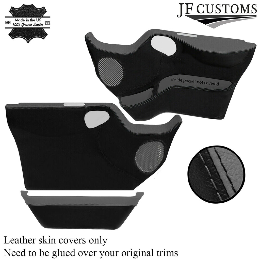 GREY BLACK 2X FRONT FULL DOOR CARD LEATHER COVERS FOR FORD TRANSIT MK7 06-14