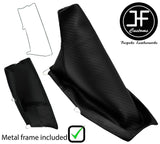 BLACK STITCH CARBON FIBRE VINYL HANDBRAKE BOOT WITH FRAME FOR CORVETTE C5 97-04