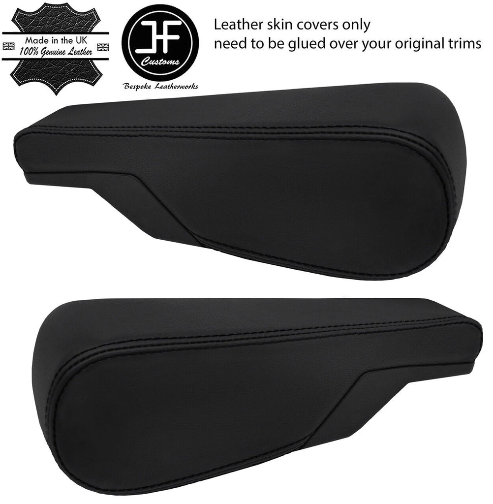 BLACK STITCH 2X SEAT ARMREST REAL LEATHER COVERS FITS VW TYPE 3 T3 MULTIVAN