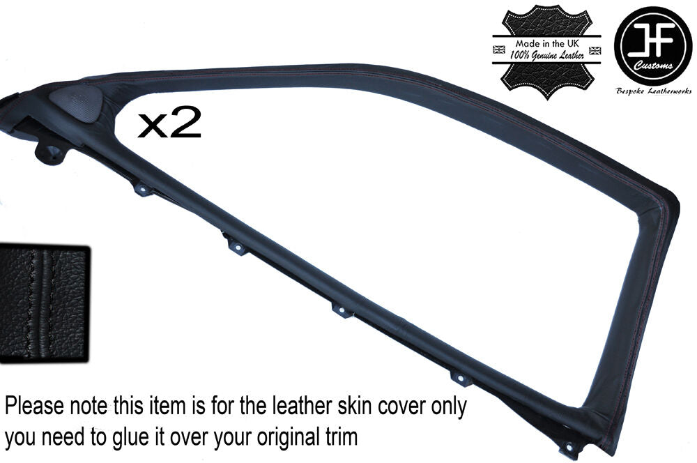BLACK STITCH 2X FRONT DOOR WINDOW TRIM LEATHER COVERS FITS TOYOTA LEXUS SOARER