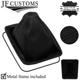 BLACK STITCH LEATHER GEAR GAITER + METAL FRAME FITS ALFA ROMEO SPIDER 105
