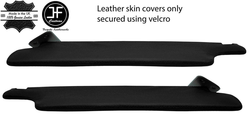 BLACK REAL LEATHER 2X SUN VISORS COVERS FITS OPEL VAUXHALL MOVANO 2003-2010