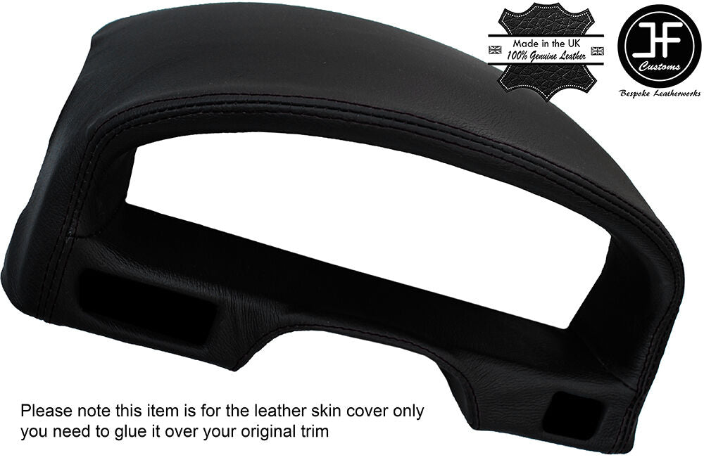 BLACK STITCH SPEEDO CLUSTER SURROUND HOOD LEATHER COVER FITS HONDA CRX 1990-91