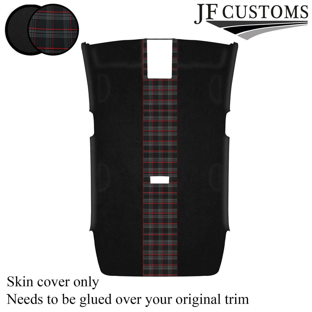 RED STITCH TARTAN LUXE SUEDE HEADLINER COVER FOR VW GOLF MK7 13-19 3DR