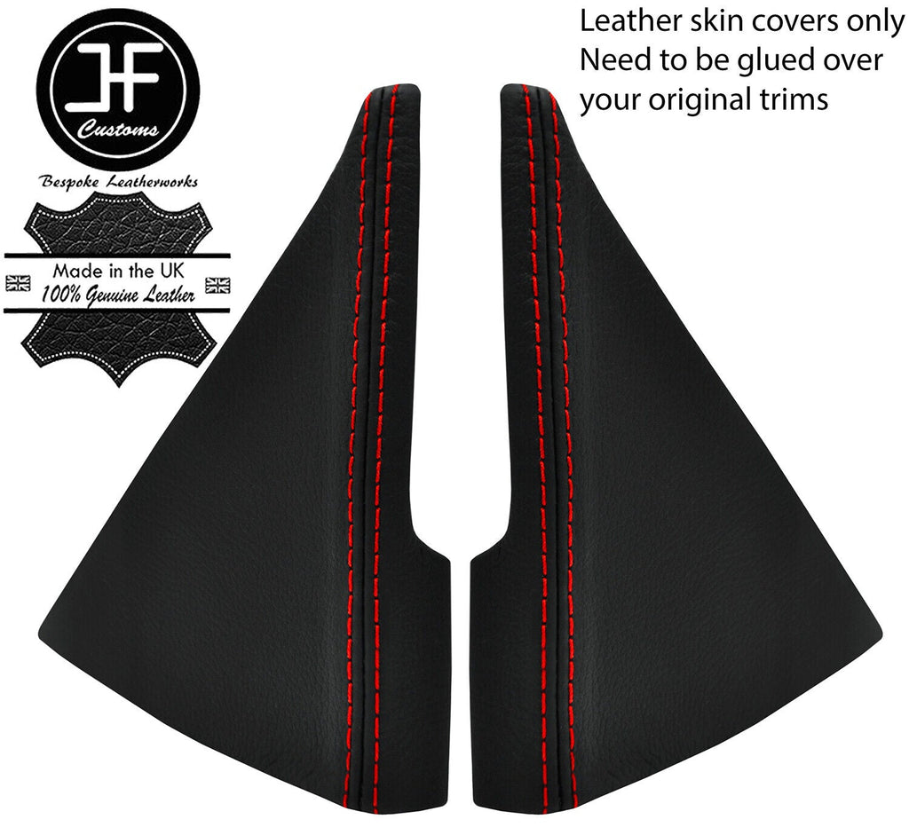 RED STICH 2X TRIANGLE CONSOLE SIDE TRIM LEATHER COVER FOR MAZDA MX5 MK3 05-08