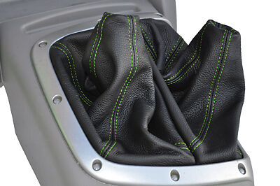green stitch FITS MITSUBISHI L200 WARRIOR 2006+ LEATHER GEAR GAITER CUSTOM NEW