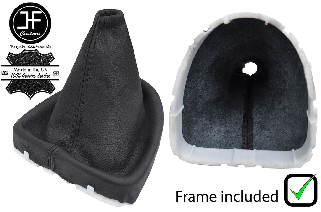 BLACK STITCH LEATHER GEAR GAITER WITH PLASTIC FRAME FITS QASHQAI J10 2007-2013