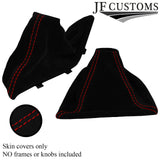 RED STITCH SUEDE GEAR+HANDBRAKE GAITERS SET FITS BMW 1 SERIES F20 F21 11-17