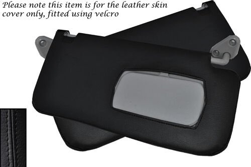 BLACK STITCH FITS SUBARU FORESTER 1997-2002 2X SUN VISORS LEATHER COVERS