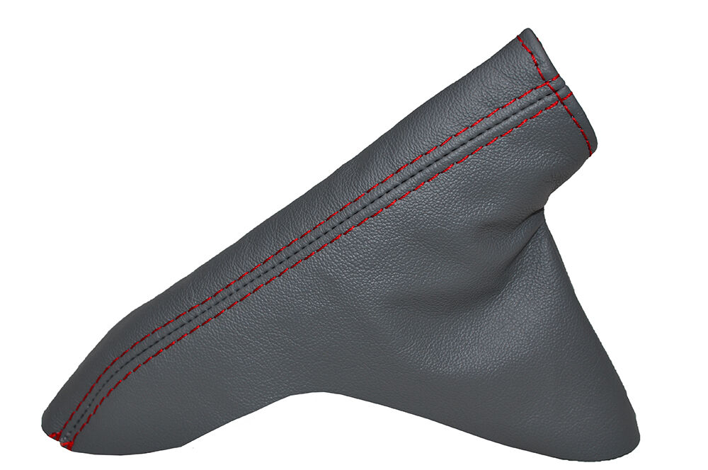 RED STITCHING FITS MAZDA 6 2002-2007 GREY HANDBRAKE GAITER REAL LEATHER NEW