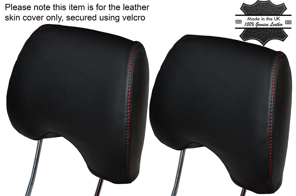 RED STITCHING 2X FRONT HEADREST SKIN COVER FITS SUBARU IMPREZA WRX STI 01-05