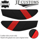 RED & BLACK LEATHER 2X DOOR CARD TRIM INSERT COVERS FITS LOTUS ELAN M100 JF1