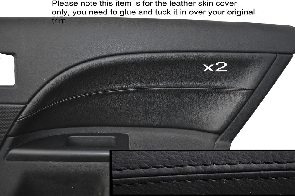 BLACK STITCH 2X REAR DOOR CARD TRIM SKIN COVERS FITS FORD MONDEO MK3 2001-2007