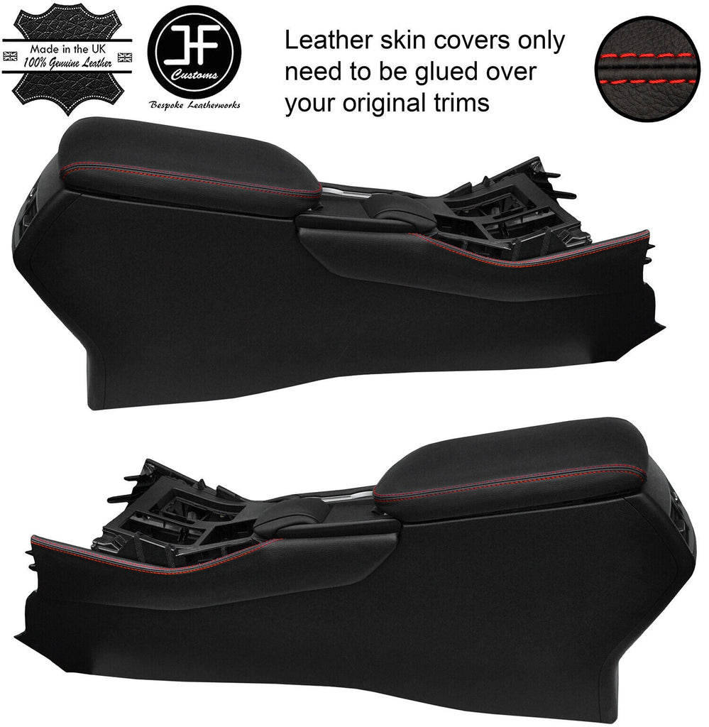 RED STITCH 2X CONSOLE SIDE TRIM & ARMREST LEATHER COVERS FOR LEXUS NX 14-18